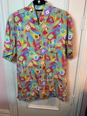 Kenny Flowers Multicolor Parrot & Floral Print Button-Down Shirt